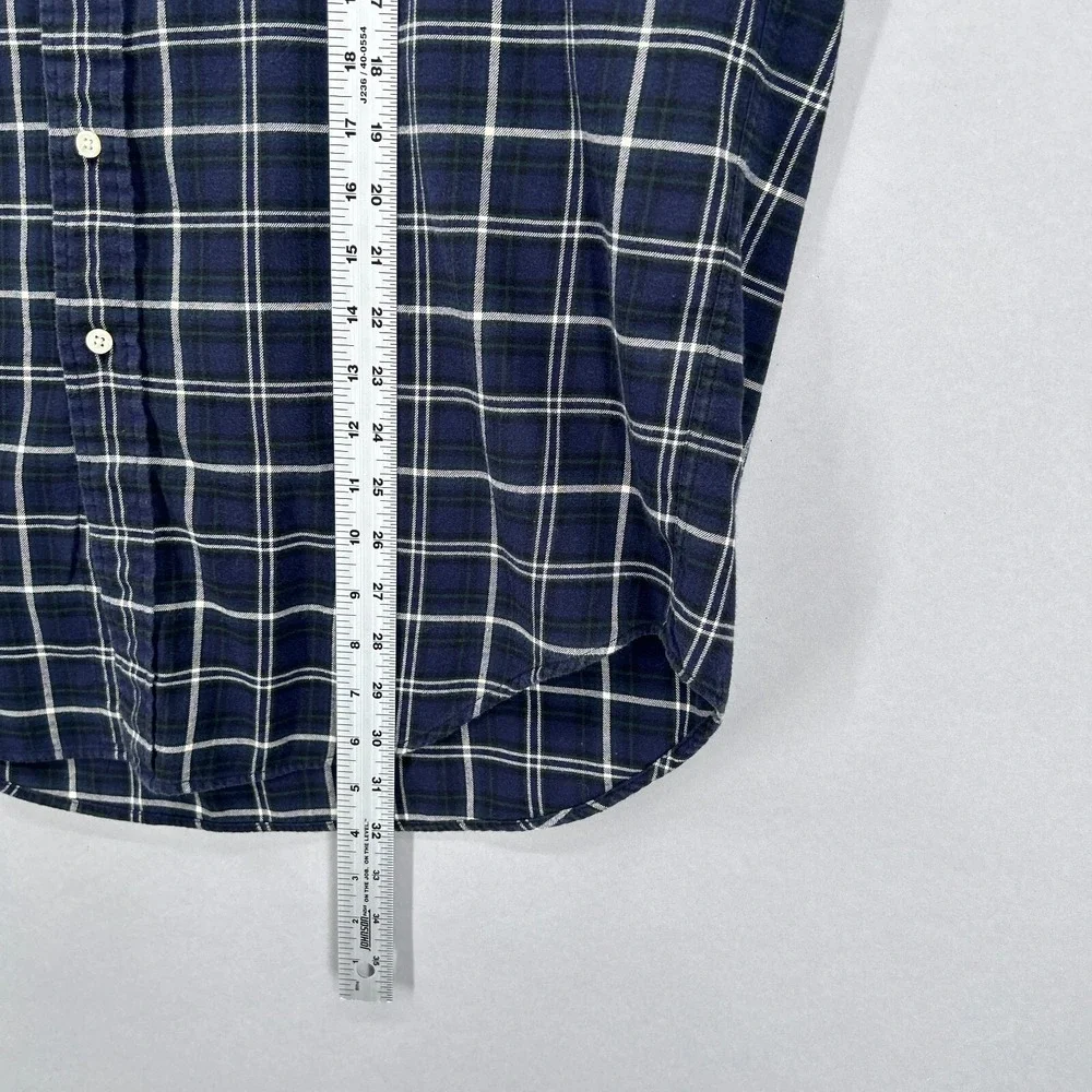 Vintage Ralph Lauren Shirt‎ Mens Medium Blue Green Plaid Tartan Blaire Oversized